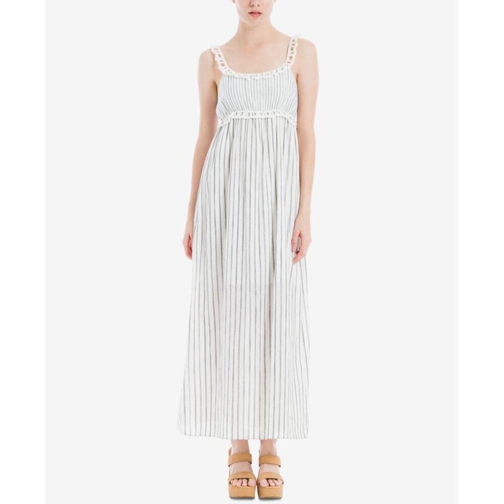 Max Studio London Striped Ruffled Maxi Dress